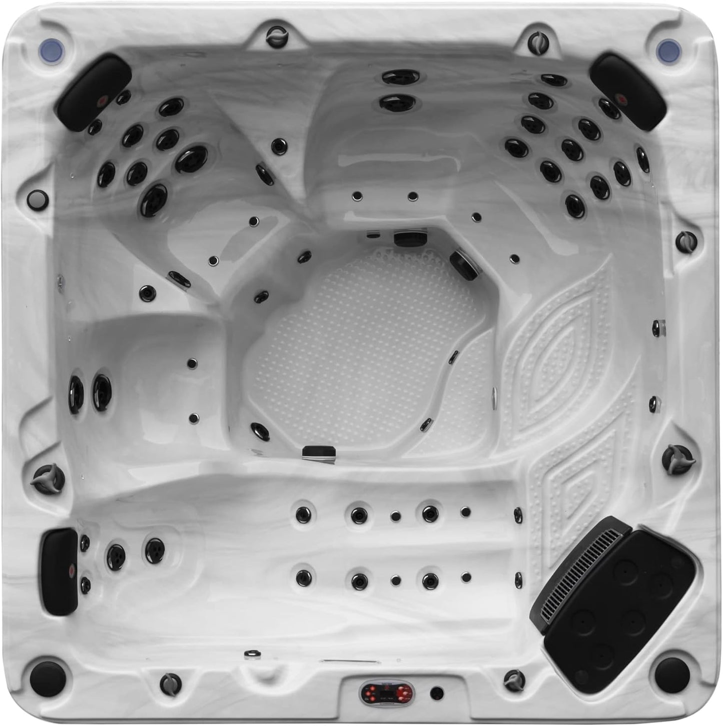 Niagara AI Hot Tub | 7-Person 60-Jet | 228 X 228 Cm Square, with Cover, LED Lighting, Heating and 60 Hydrotherapy Massage Jets, Year-Round Use