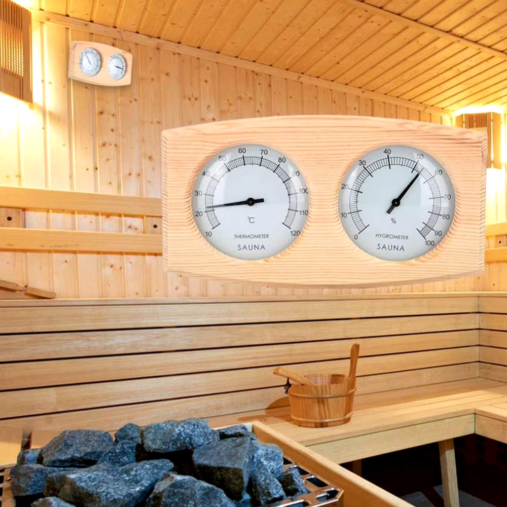 2 in 1 Sauna Room Wooden Thermometer Hygrometer Steam Temperature Humidity Meter