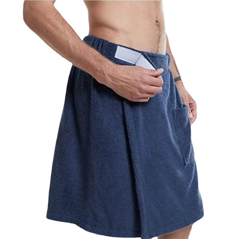 Men Soft Wearable Bath Towel with Pocket Bathrobes Shower Wrap Sauna Gym Swimming Bathhouse Spa Beach Towel Toalla De Playa