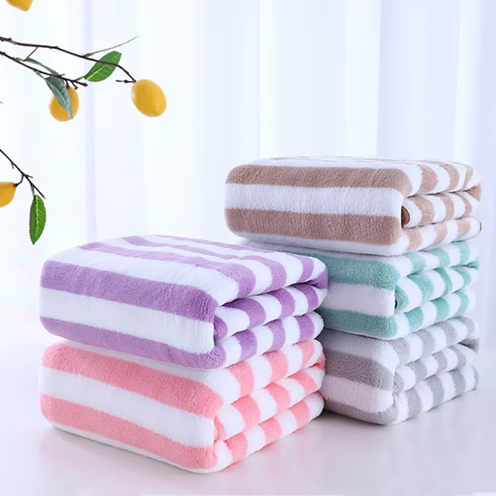 1PC 35X75Cm Stripes Absorbent Quick Drying Bath Towel Sets Soft Adults Face Hand Towels Bathroom Microfiber Swim Bath Towels
