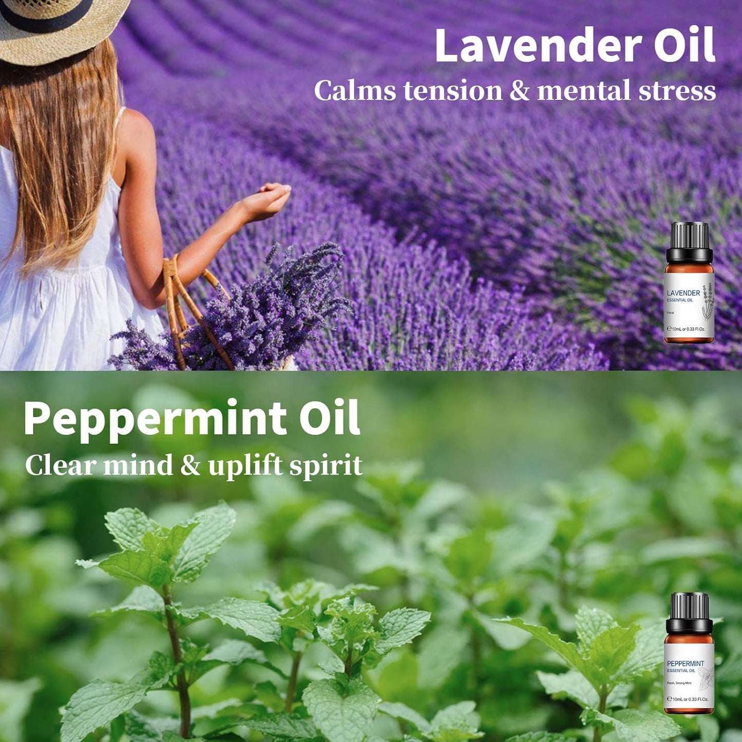 Classical Essential Oils Set, Pure Essential Oil, Lavender Tea Tree Eucalyptus Peppermint Orange Lemongrass for Diffusers Home Humidifier Candle Soap Making -6X10Ml