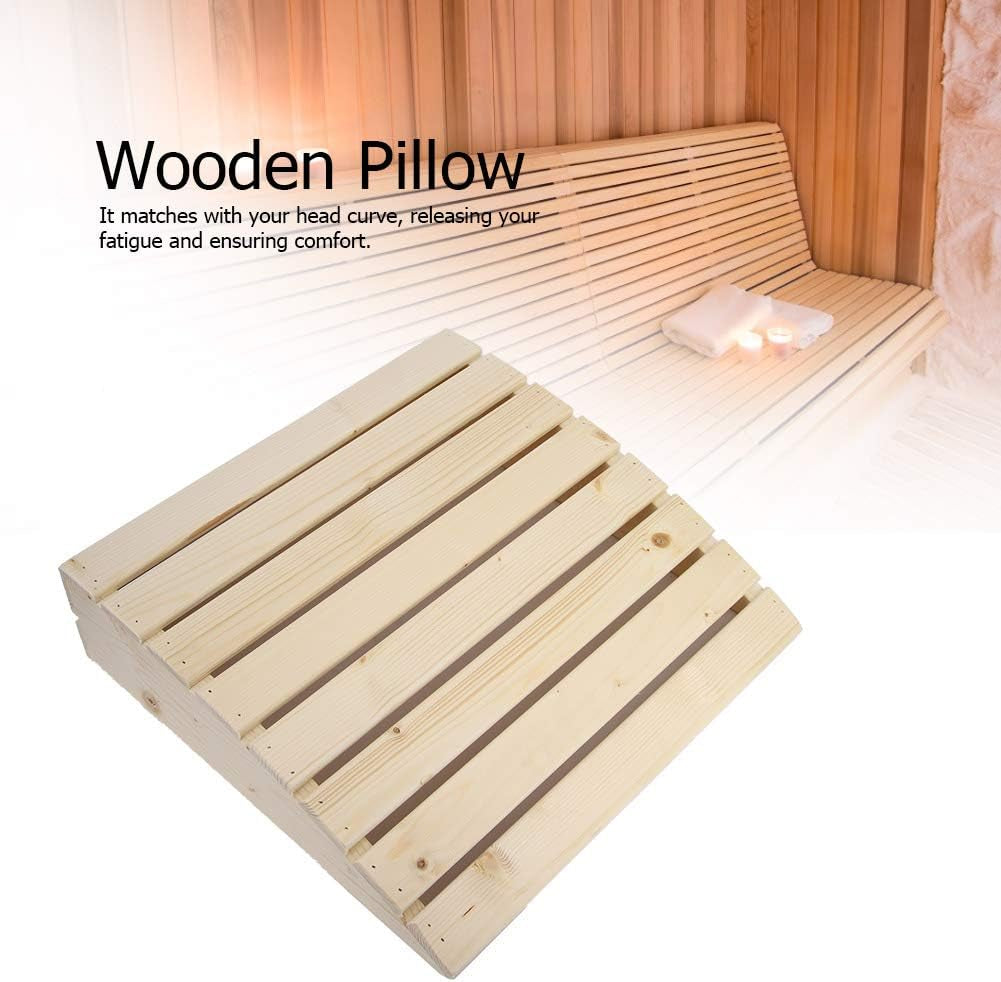 Sauna Backrest Pillow for Neck and Head Support, Premium Wooden Headrest for Sauna Room, Relieve Shoulder Pain and Promote Spinal Health