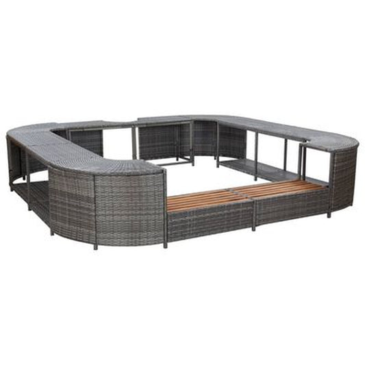 Square Spa Surround Grey 268 X 268 X 55 Cm Poly Rattan