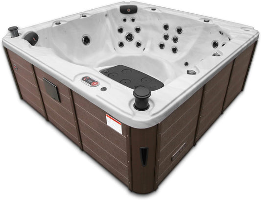 Victoria AI Hot Tub | 6-7-Person 44-Jet | 219 X 219 Cm Square, with Cover, LED Lighting, Heating and 58 Hydrotherapy Massage Jets, Year-Round Use