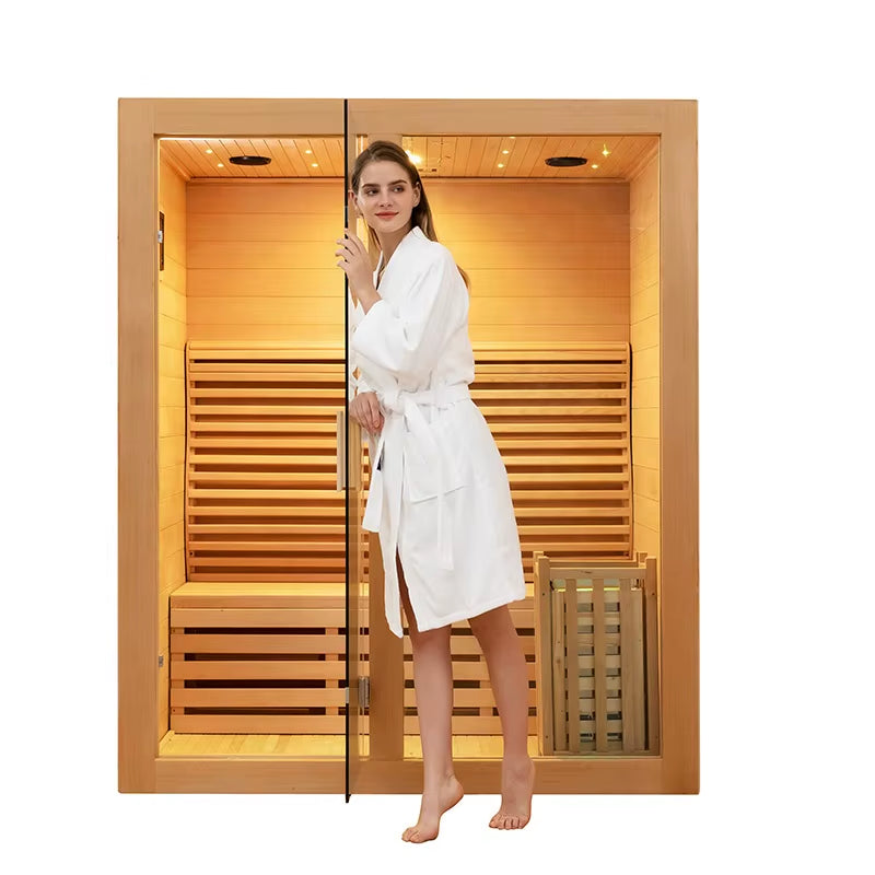 Sell Indoor Wooden Steam Sauna Room 3 People Traditional Wet Steam Sauna Room High-Quality Household Leisure Sauna