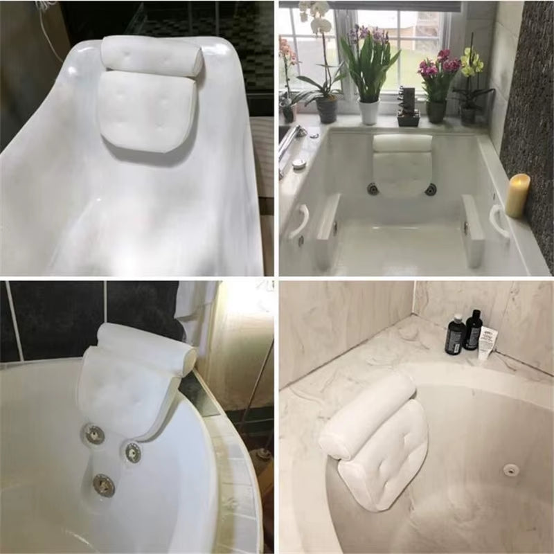 Bath Pillow for Bathtub Support Neck,Head and Back with Non-Slip Suction Cups Air Mesh Bathtub Pillow