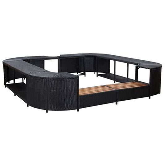 Square Spa Surround Black 268 X 268 X 55 Cm Poly Rattan