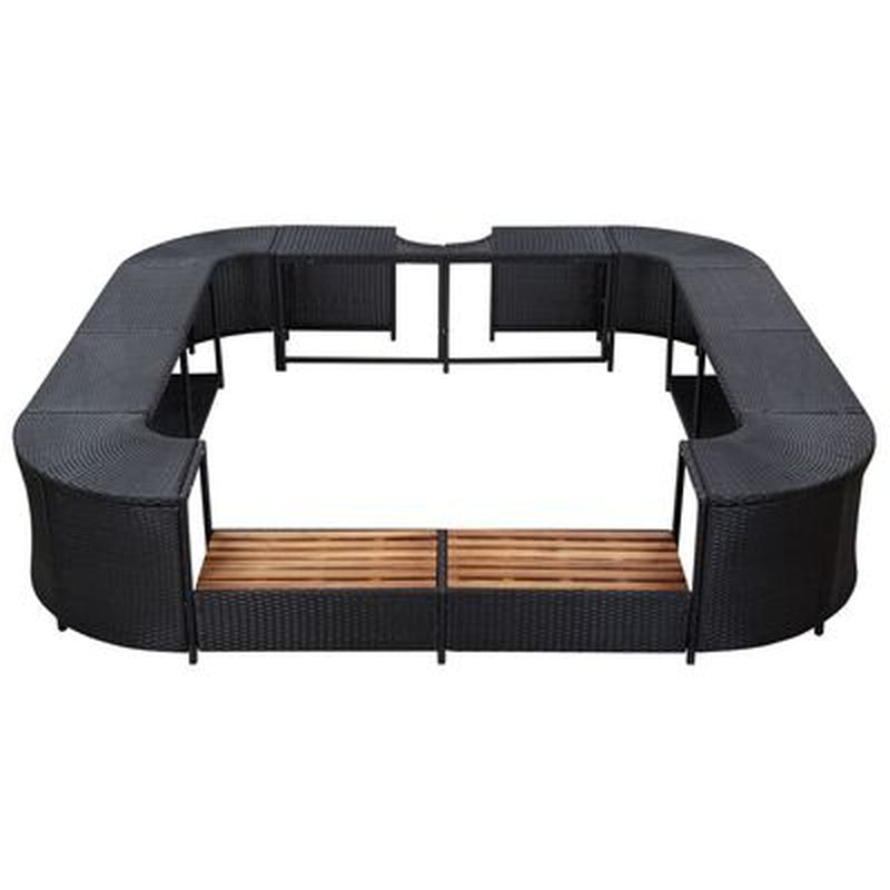 Square Spa Surround Black 268 X 268 X 55 Cm Poly Rattan