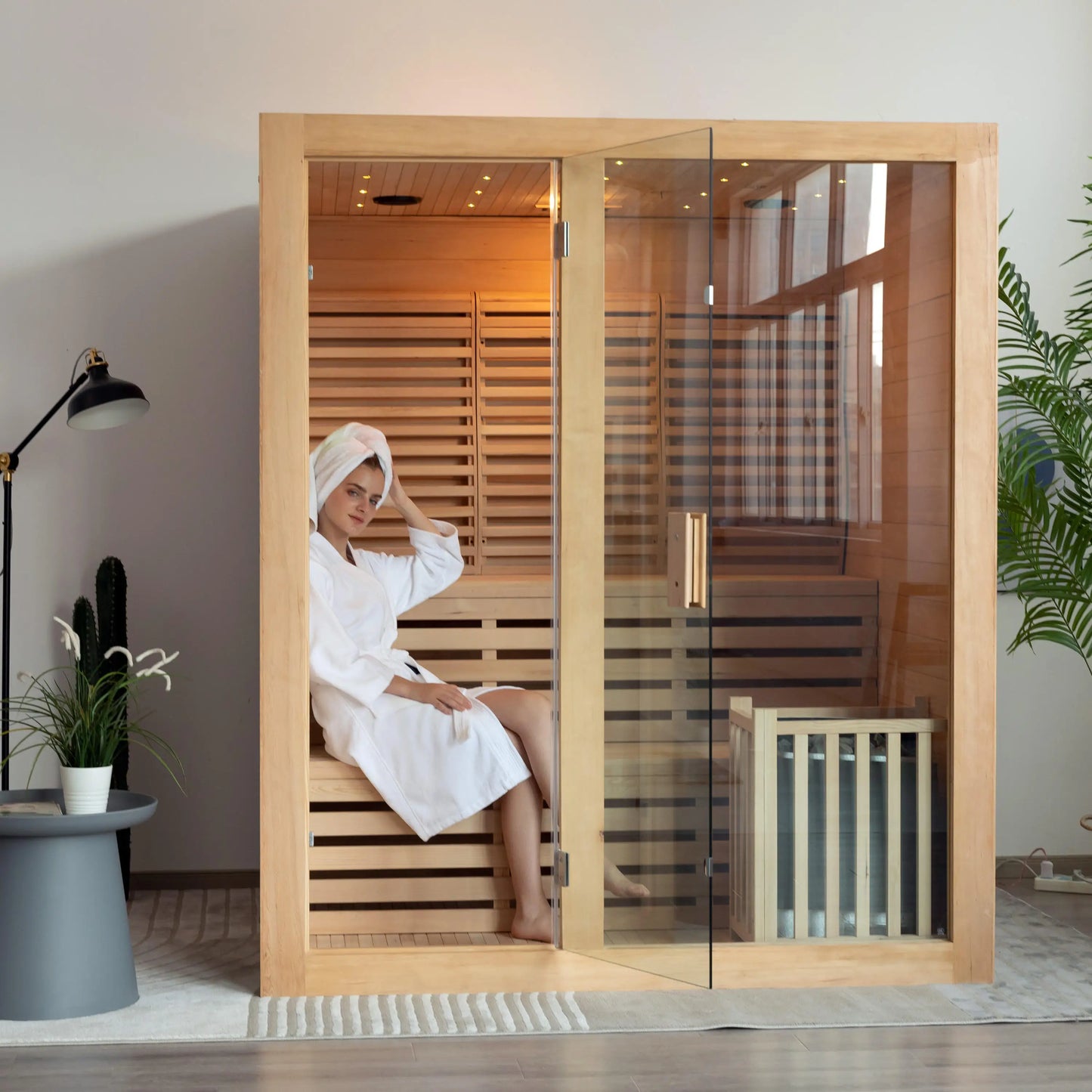Sell Indoor Wooden Steam Sauna Room 3 People Traditional Wet Steam Sauna Room High-Quality Household Leisure Sauna