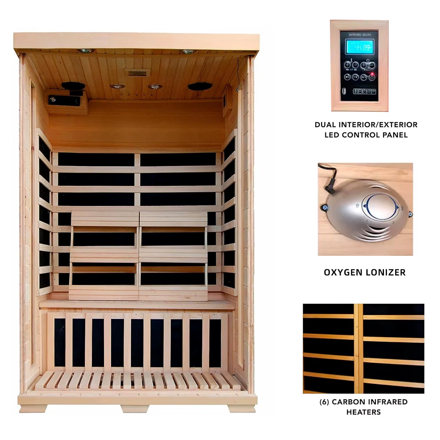 2 Year Warranty Home Hemlock Sauna Room Carbon Fiber Plate Heating Perspiration Therapy Sweat Room Portable 1-2 Person