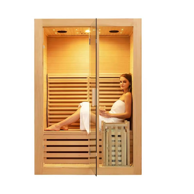 Canadian Hemlock Solid Wood Sauna Wooden Steam Sauna Traditional Sauna High-Quality Indoor Recreation and Relaxation Sauna