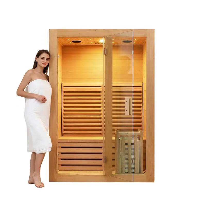 Canadian Hemlock Solid Wood Sauna Wooden Steam Sauna Traditional Sauna High-Quality Indoor Recreation and Relaxation Sauna