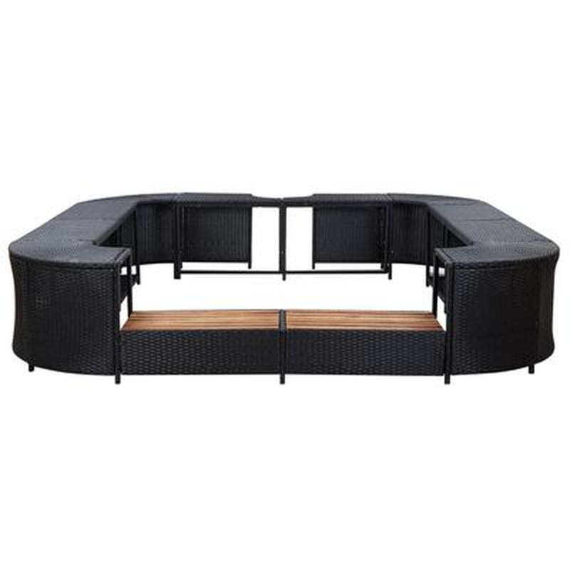 Square Spa Surround Black 268 X 268 X 55 Cm Poly Rattan
